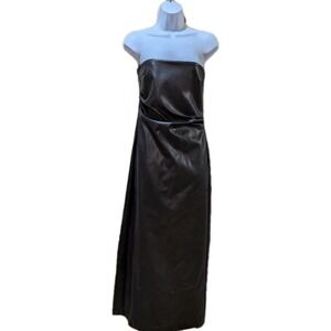 Zara Strapless Brown Vegan Leather Dress